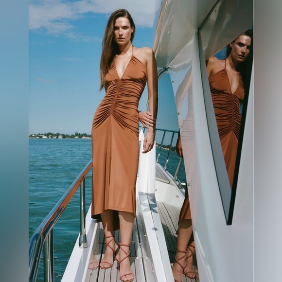 Veronica Beard Saskia Dress Golden Brown - Picture 1 of 5